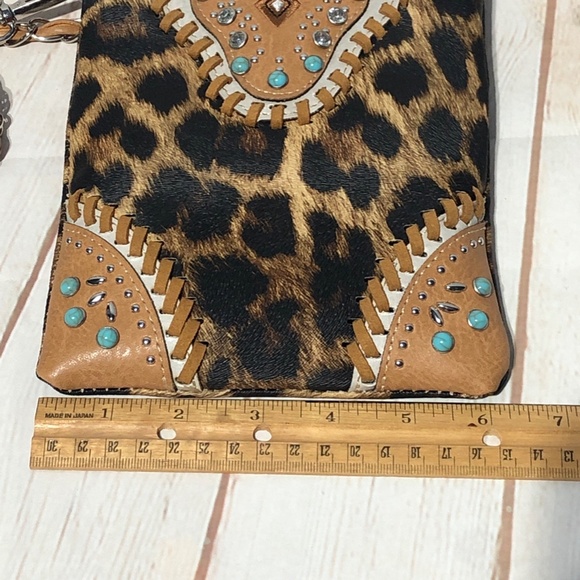 Western Style Mini Crossbody Purse Embroidery Turquoise Embellishments - Picture 9 of 15